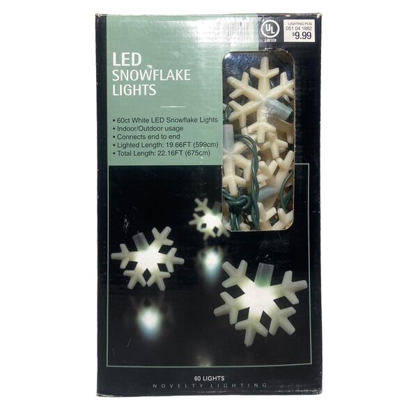 Christmas Snowflake String Lights 60 LED Indoor / Outdoor Length 22.16 FT 2006 - Picture 1 of 6
